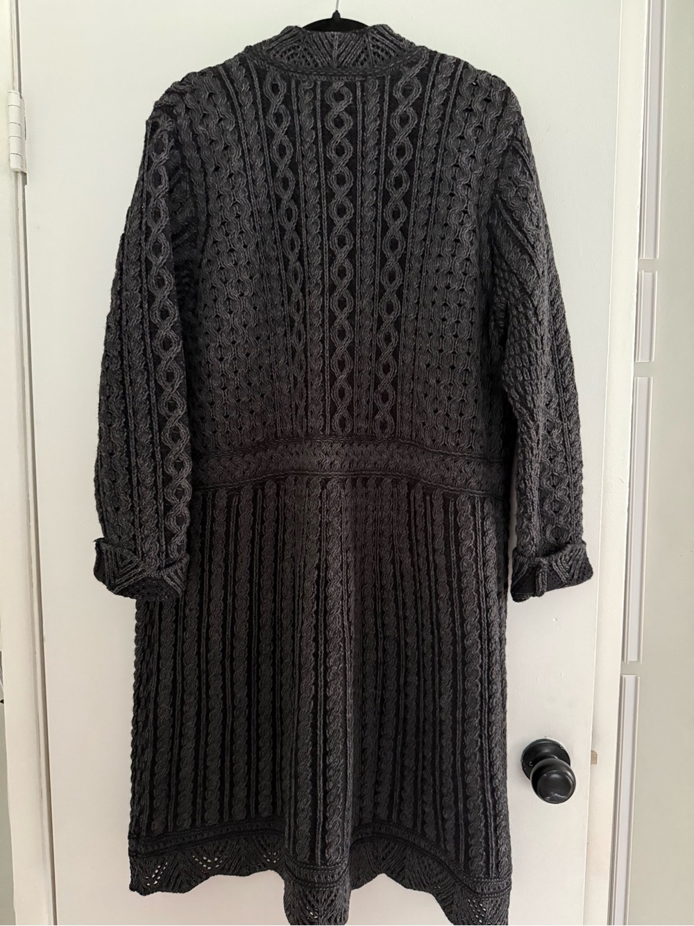 Aran Crafts Ireland 100% Merino Wool Cable Knit Sweater Coat XL - Picture 3 of 10